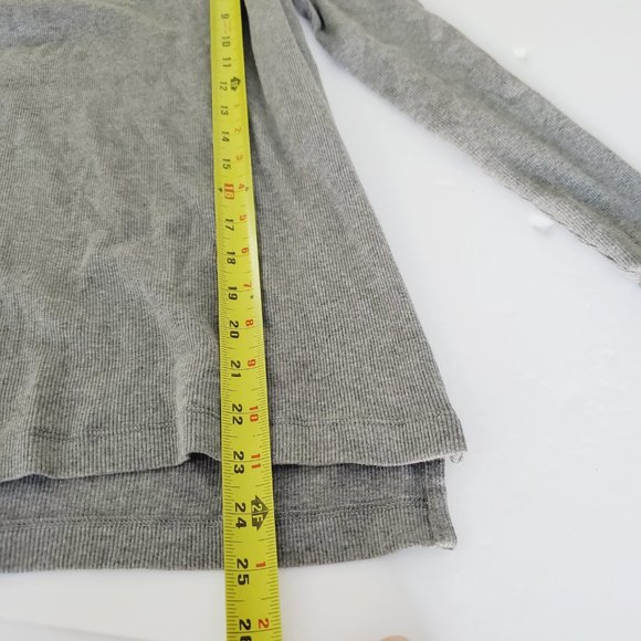 Lauren Ralph Lauren Top Ribbed Zip Shoulder Preppy Academia Cotton Grey XS - Picture 10 of 10